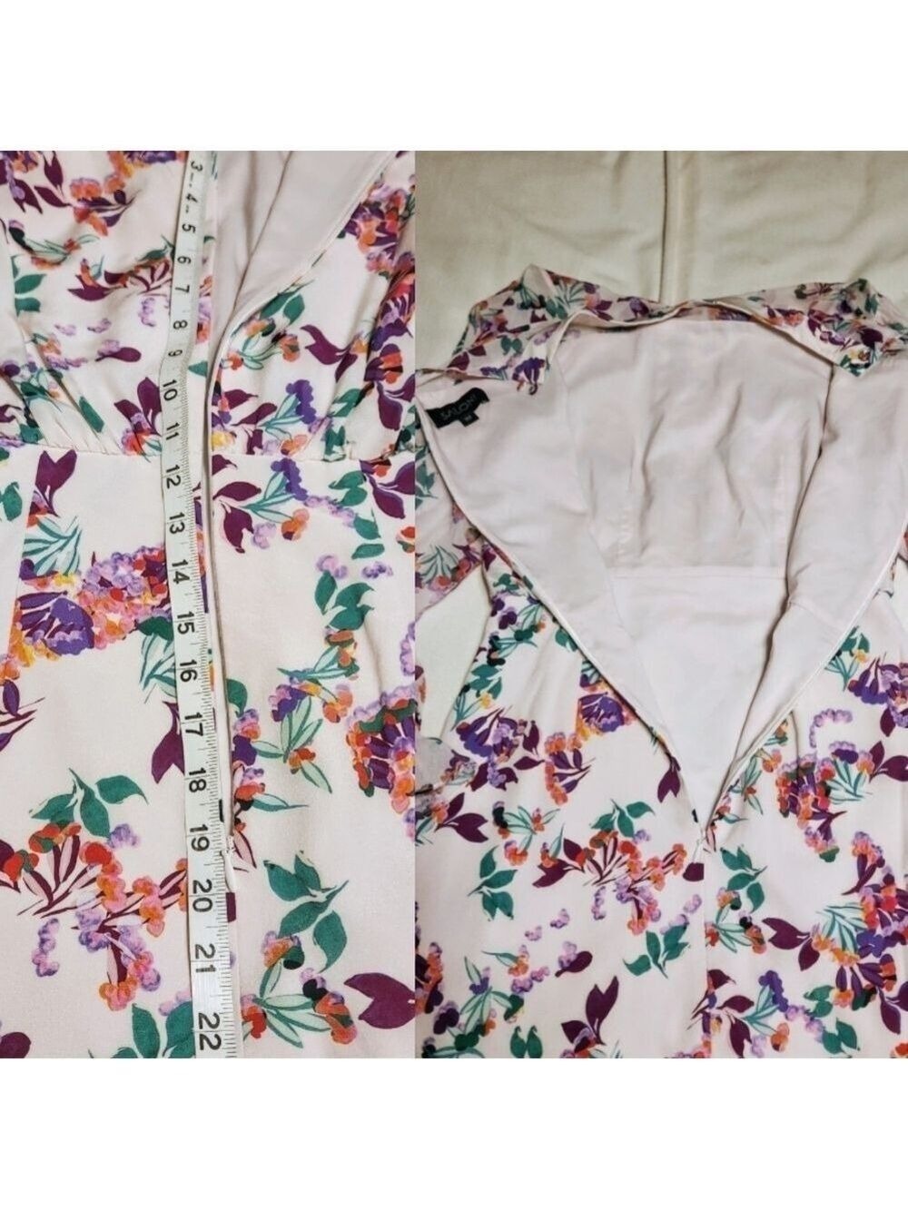 Saloni Rina Floral Silk Long Sleeve Mini Cocktail Dress - Picture 11 of 12
